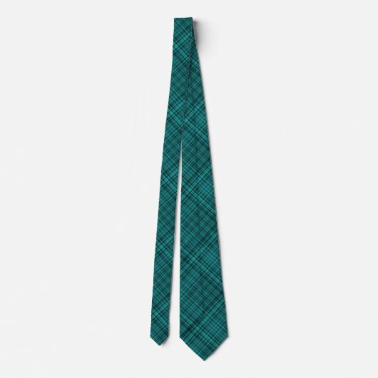 Teal Black Plaid Pattern ネクタイ (裏面)