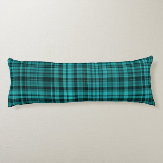 Teal Black Plaid Pattern ボディピロー (裏面)