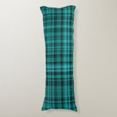 Teal Black Plaid Pattern ボディピロー (正面縦)