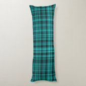 Teal Black Plaid Pattern ボディピロー (裏面 (縦))