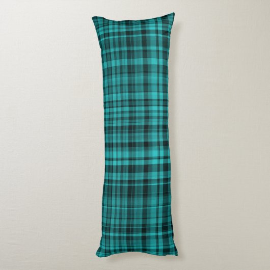 Teal Black Plaid Pattern ボディピロー (裏面 (縦))