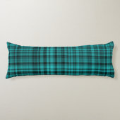 Teal Black Plaid Pattern ボディピロー (正面)