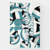 teal black volleyballs kids birthday party 横断幕 (縦)