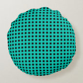 Teal Black Weave Pattern ラウンドクッション (裏面)