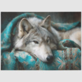 Teal Blanket Silver Wolf Portrait 薄葉紙 (正面)