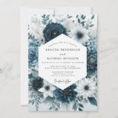 Teal Bloom Botanical Romance Wedding 招待状 (正面)