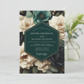 Teal Bloom Romantic Wedding 招待状 (スタンド正面)