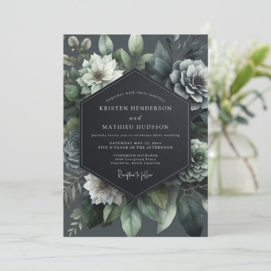 Teal Bloom Wedding 招待状 (スタンド正面)