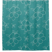Teal Blooms シャワーカーテン (正面)