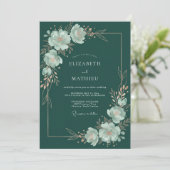 Teal Blossom Botanical Flourish Wedding 招待状 (スタンド正面)