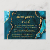 Teal Blue and Gold Agate Honeymoon Fund エンクロージャーカード (正面)