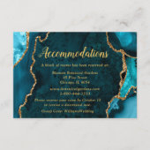 Teal Blue and Gold Agate Wedding Accommodations エンクロージャーカード (正面)