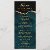 Teal Blue and Gold Agate Wedding Menu メニュー (正面)