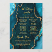 Teal Blue and Gold Agate Wedding Program プログラム (裏面)