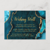 Teal Blue and Gold Agate Wedding Wishing Well エンクロージャーカード (正面)