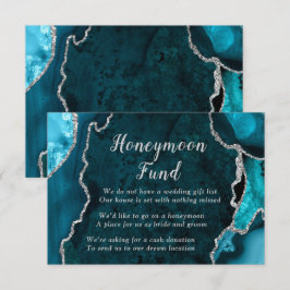 Teal Blue and Silver Agate Honeymoon Fund エンクロージャーカード