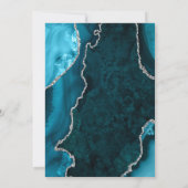 Teal Blue and Silver Agate Marble Save The Date 招待状 (裏面)