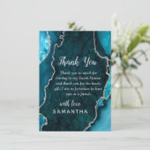 Teal Blue and Silver Agate Sweet Sixteen サンキューカード (スタンド正面)