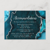 Teal Blue and Silver Agate Wedding Accommodations エンクロージャーカード (正面)