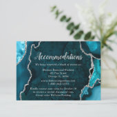 Teal Blue and Silver Agate Wedding Accommodations エンクロージャーカード (スタンド正面)