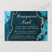 Teal Blue and Silver Agate Wedding Honeymoon Fund エンクロージャーカード (正面)