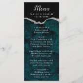 Teal Blue and Silver Agate Wedding Menu メニュー (正面)