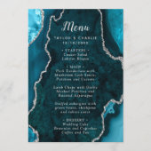 Teal Blue and Silver Agate Wedding Menu メニュー (正面)
