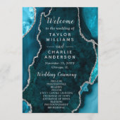 Teal Blue and Silver Agate Wedding Program プログラム (正面)