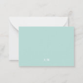 Teal Blue Border Minimalist Name Monogram ノートカード (裏面)