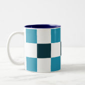 Teal Blue Checkerboard ツートーンマグカップ (左)