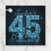 Teal Blue Diamonds Glam 45th Birthday Party フェイバータグ (正面)