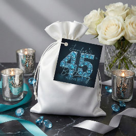 Teal Blue Diamonds Glam 45th Birthday Party フェイバータグ
