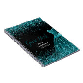 Teal Blue Dress Faux Glitter Quinceanera Guest  ノートブック (右側)