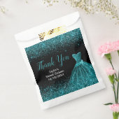 Teal Blue Dress Faux Glitter Sweet 16 Birthday フェイバーバッグ (封をした状態)