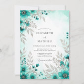 Teal Blue Exquisite Spring Wedding 招待状 (正面)