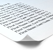 Teal Blue Glitter Birthday Alphabetic Seating Plan ポスター (角)