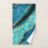 Teal Blue Gold Glitter Bath Towel Set バスタオルセット (ハンドタオル)