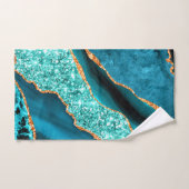 Teal Blue Gold Glitter Bath Towel Set バスタオルセット (ハンドタオル)