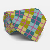 Teal Blue Gold Yellow Magenta Pattern ネクタイ (ロール)