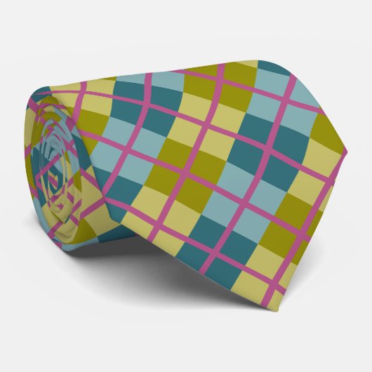 Teal Blue Gold Yellow Magenta Pattern ネクタイ (ロール)