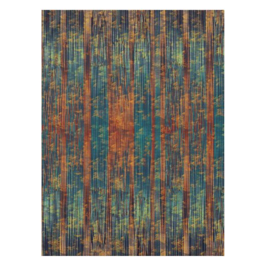 Teal Blue Green Orange Busy Abstract Tablecloth テーブルクロス (正面)