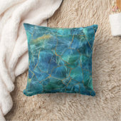 Teal Blue Marble Texture with Gold Veins クッション (ブランケット)