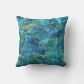 Teal Blue Marble Texture with Gold Veins クッション (裏面)