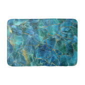 Teal Blue Marble Texture with Gold Veins バスマット (正面)