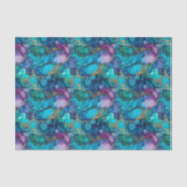 Teal Blue Purple Green Gold Watercolor Decoupage  薄葉紙 (正面)
