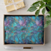 Teal Blue Purple Green Gold Watercolor Decoupage  薄葉紙 (ギフト)