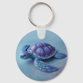 Teal Blue Purple Turtle Colorful Sea Turtle キーホルダー (裏面)