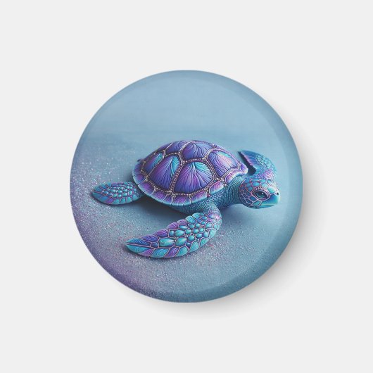 Teal Blue Purple Turtle Colorful Sea Turtle マグネット (正面)