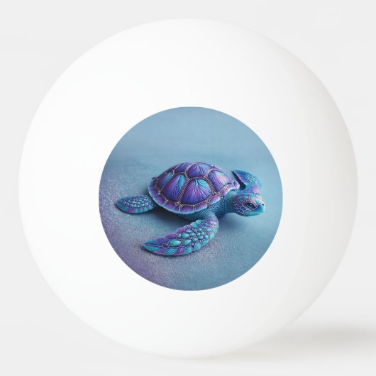 Teal Blue Purple Turtle Colorful Sea Turtle 卓球ボール (正面)