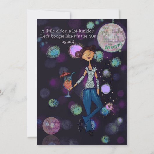 Teal & Blue Retro Disco 30th Birthday Invitation 招待状 (裏面)